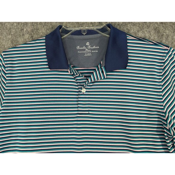 Brooks Brothers Performance Polo Shirt Men's XL Short Sleeve Striped - Picture 2 of 8